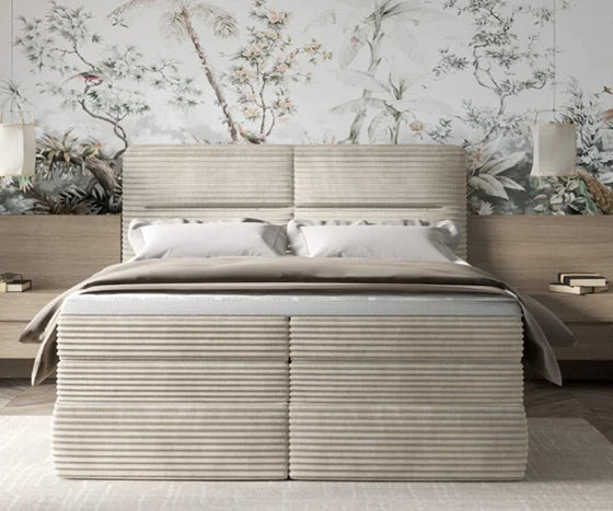 HUDSON – Lit Coffre Box Spring avec Matelas Bonnell
