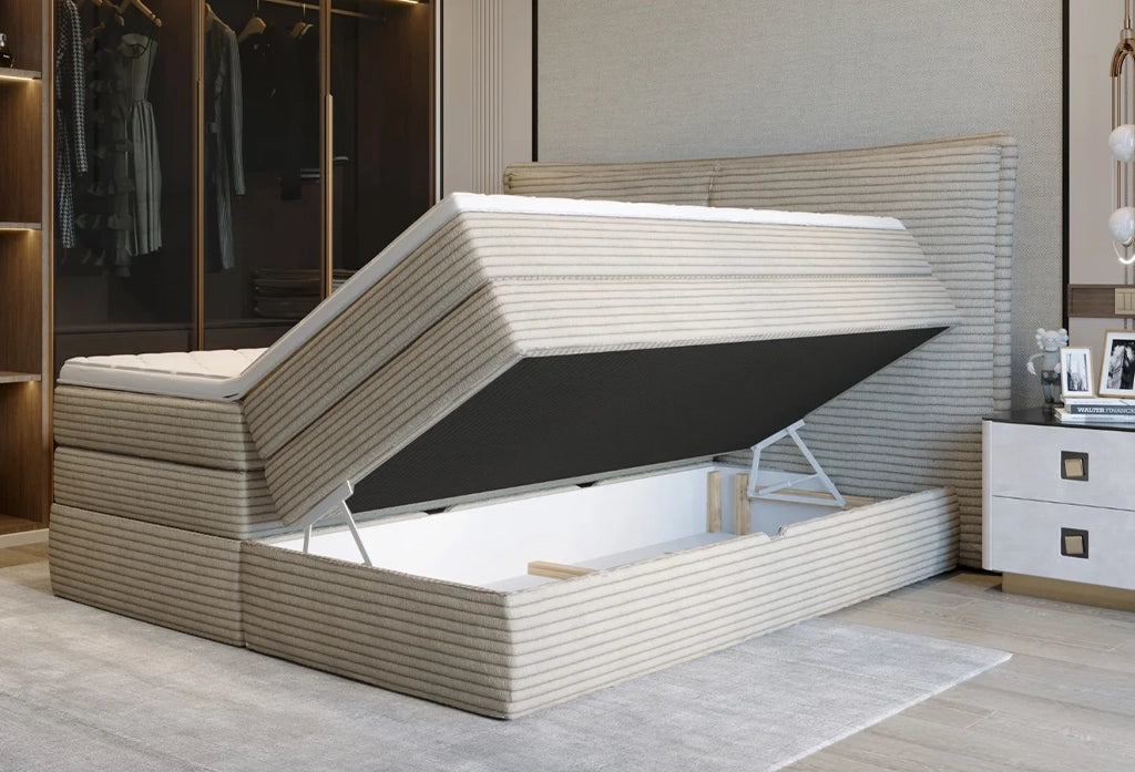 MADDEN – Lit Coffre Box Spring avec Matelas Bonnell