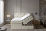 LUNGO – Lit Coffre Box Spring avec Matelas Bonnell