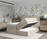 HUDSON – Lit Coffre Box Spring avec Matelas Bonnell