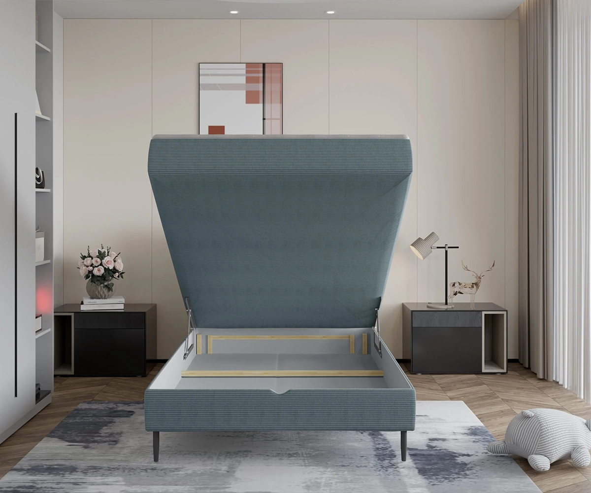 NEPO – Lit Coffre avec Tête de Lit et Surmatelas