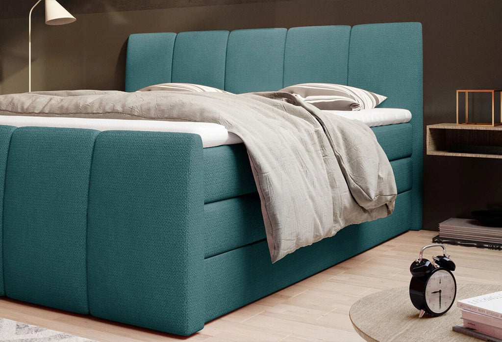 FRESCO – Lit Coffre Box Spring avec Matelas Bonell