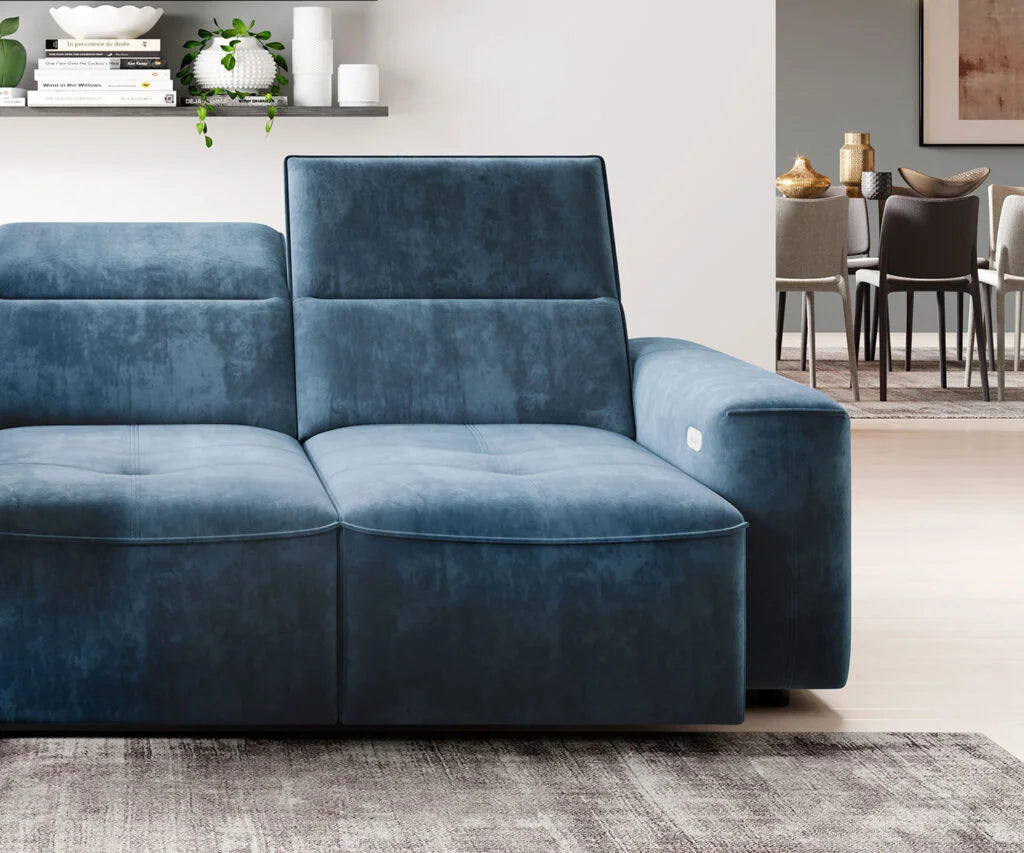 COLTON MINI – Canapé d'angle convertible avec assise électrique + coffre – 296 x 227cm
