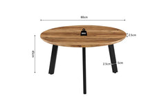 Lot de 2 Tables basses Rondes Effet Mango AYLEN - 45-50 x 80-50 cm