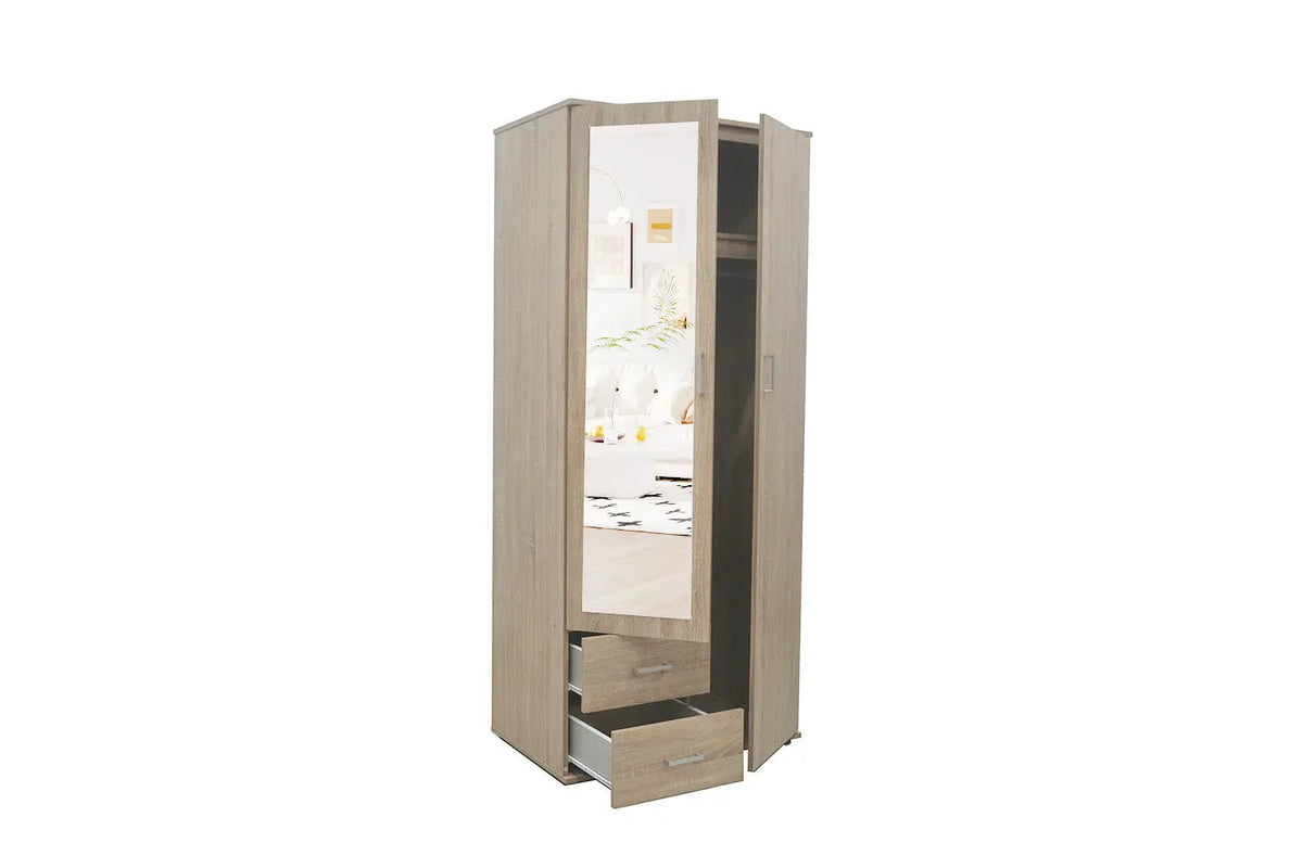 Armoire 2 portes avec miroir MARCO - 80 cm