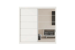 Armoire 2 portes coulissante avec porte miroir MIKA blanc - 182.5 cm
