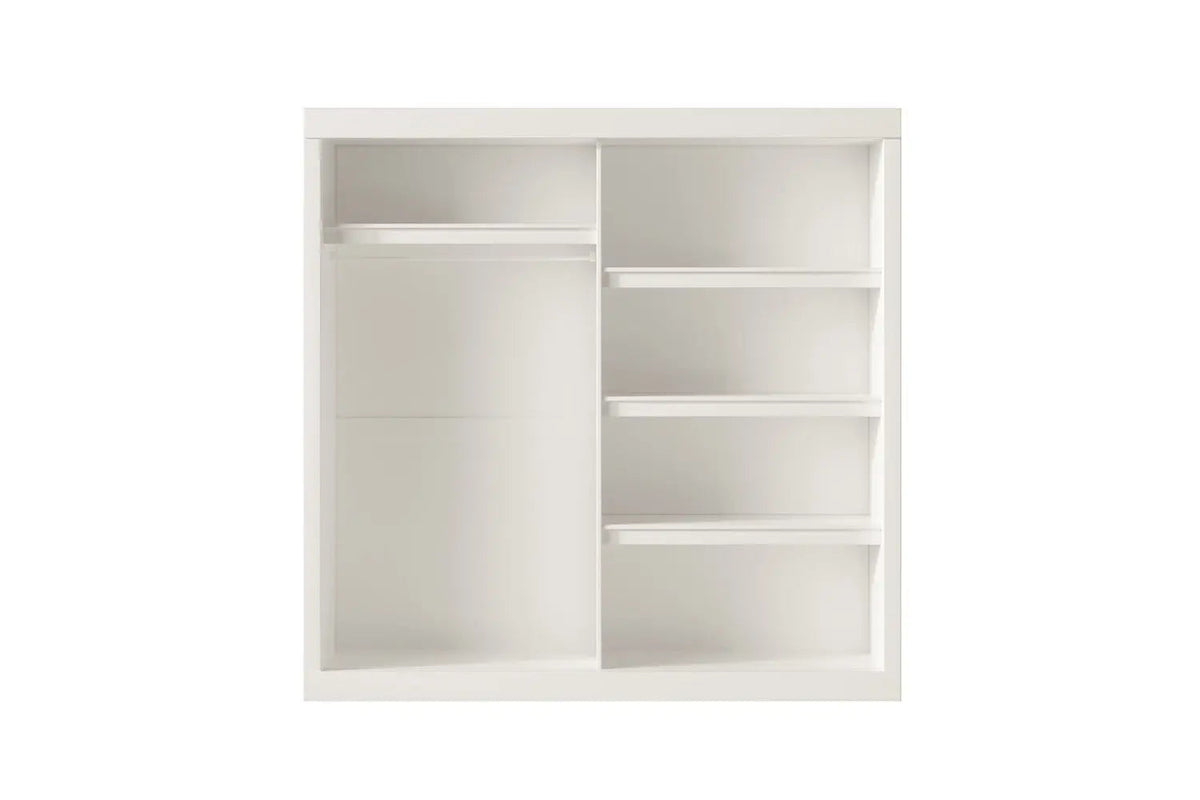 Armoire 2 portes coulissante avec porte miroir MIKA blanc - 182.5 cm