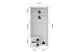 Armoire 2 portes avec miroir MARCO - 80 cm