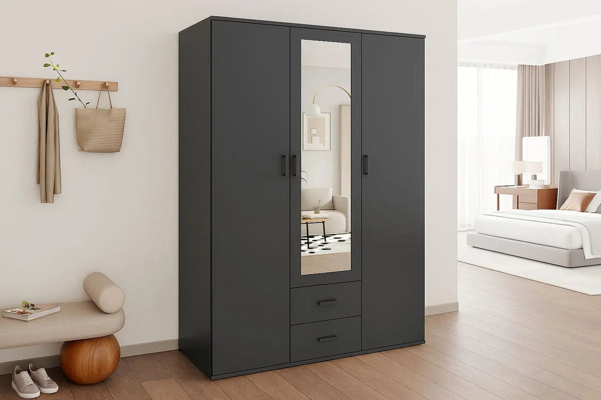 Armoire 3 portes avec miroir MARCO - 120 cm