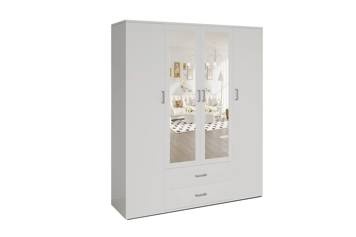 Armoire 4 portes avec 2 miroirs MARCO - 160 cm