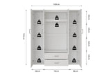 Armoire 4 portes avec 2 miroirs MARCO - 160 cm