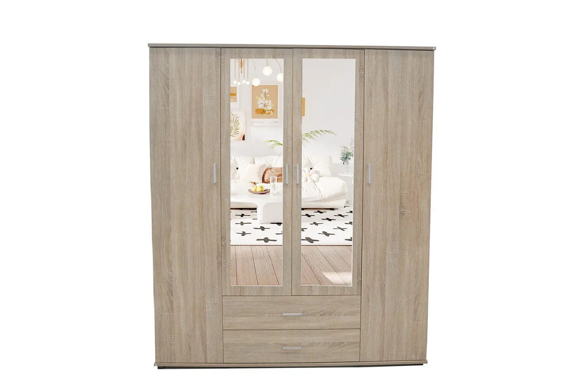 Armoire 4 portes avec 2 miroirs MARCO - 160 cm