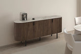 Buffet 200 cm Décor Chêne et Plateau Pierre Frittée VEKO - 200 x 45 cm