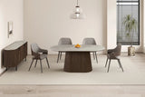 Buffet 200 cm Décor Chêne et Plateau Pierre Frittée VEKO - 200 x 45 cm