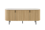 Buffet 200 cm Décor Chêne et Plateau Pierre Frittée VEKO - 200 x 45 cm