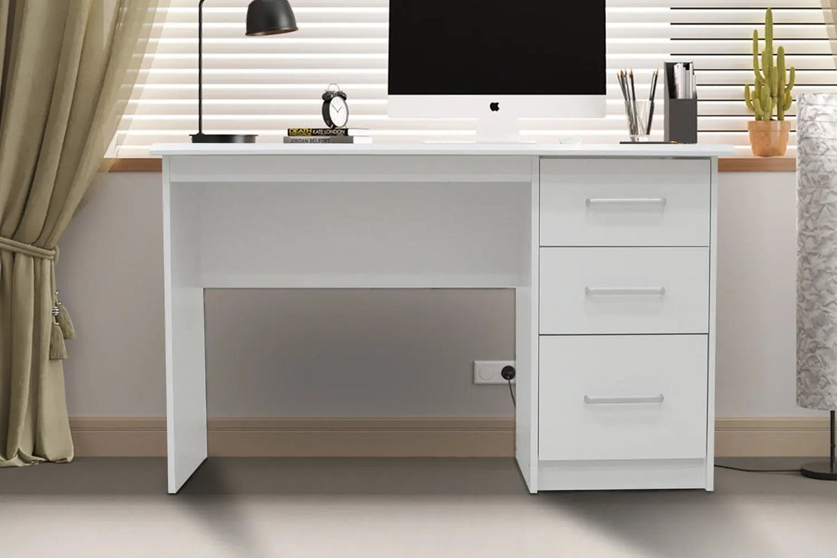 Bureau MATIS 3 tiroirs en MDF - Bureau droit 121 x 60 cm