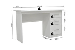 Bureau MATIS 3 tiroirs en MDF - Bureau droit 121 x 60 cm
