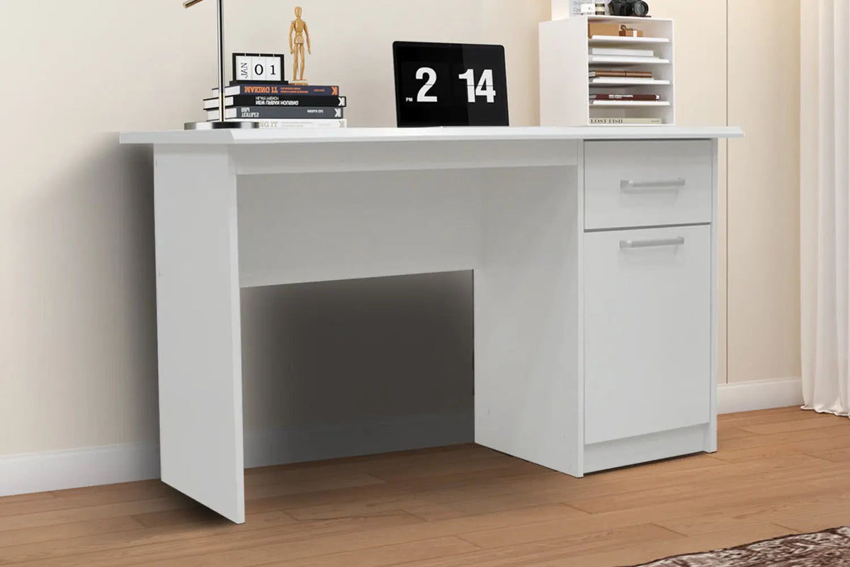 Bureau MILO 1 tiroir 1 porte en MDF - Bureau droit 121 x 60 cm