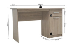 Bureau MILO 1 tiroir 1 porte en MDF - Bureau droit 121 x 60 cm