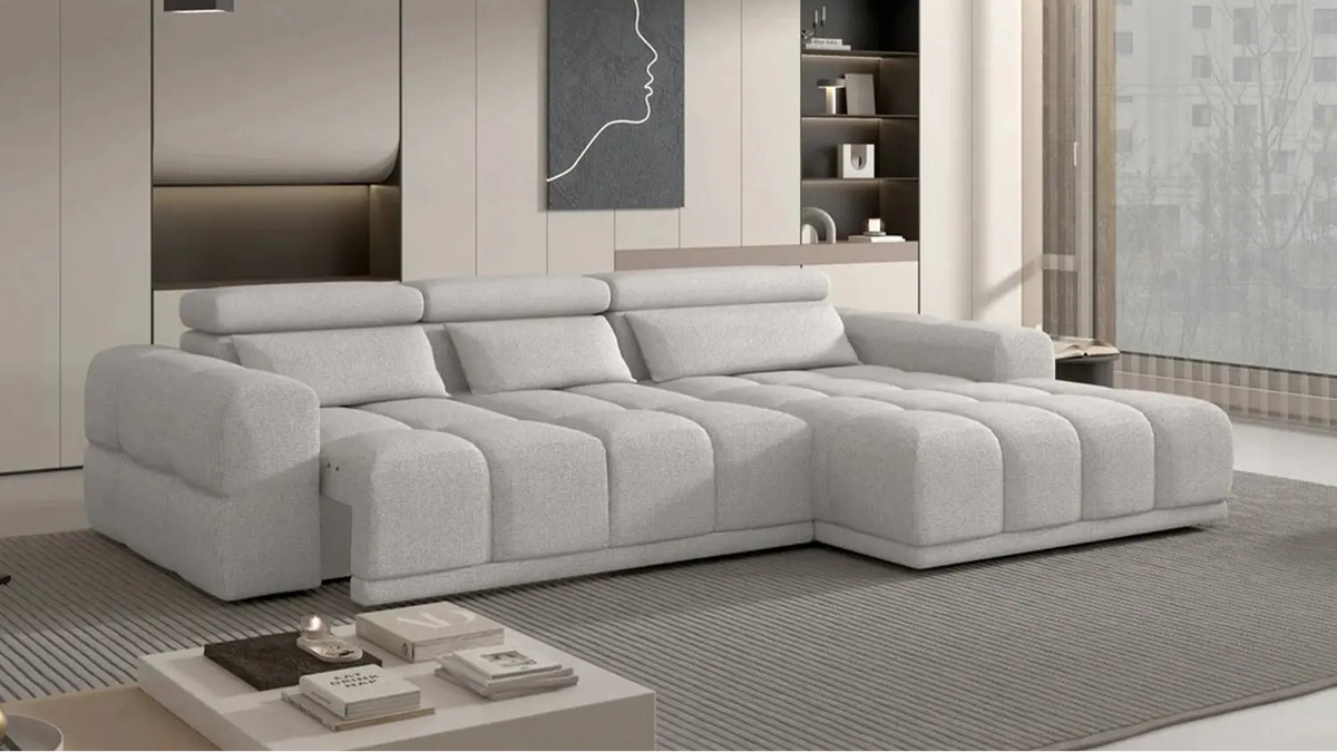 PANAMA S – Canapé d'angle convertible électrique avec coffre de rangement – 290 x 188 cm