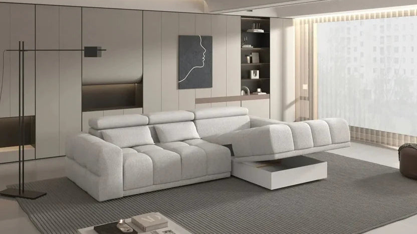 PANAMA S – Canapé d'angle convertible électrique avec coffre de rangement – 290 x 188 cm