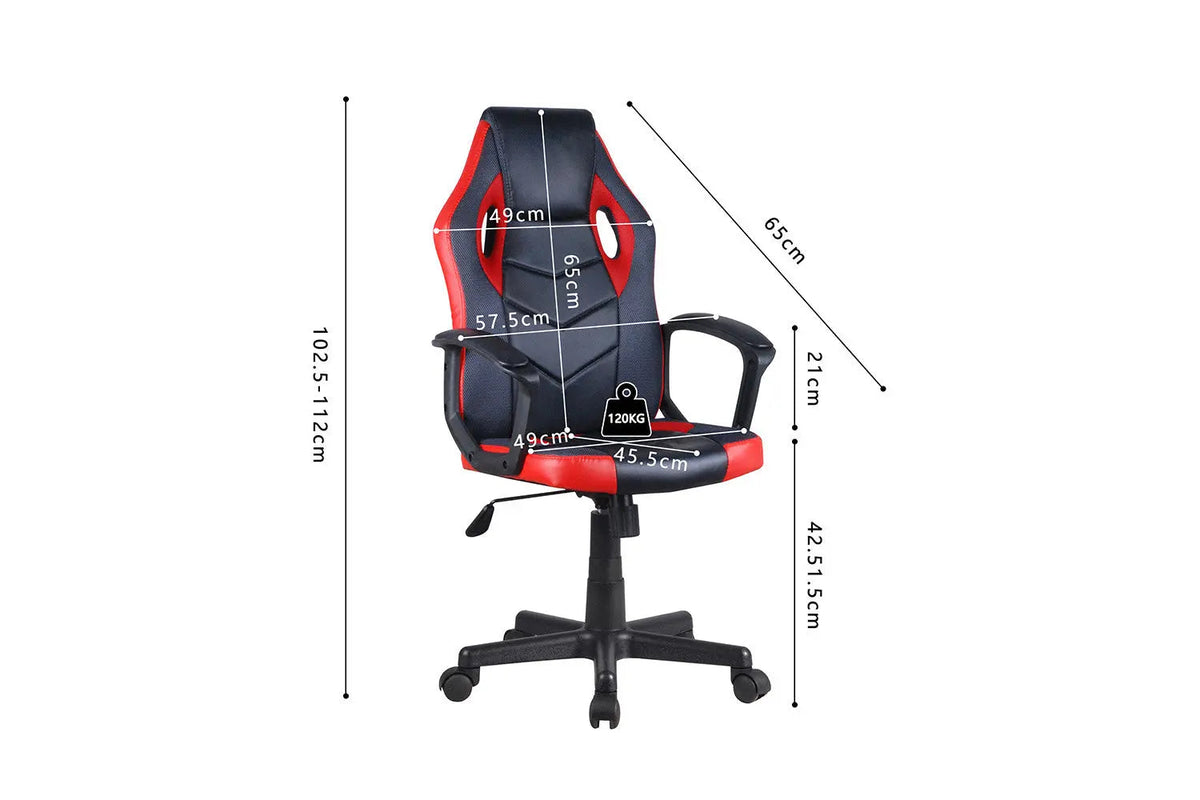 Chaise Gaming TYGER en Similicuir (PU) - Chaise de jeu réglable 57,5 x 65 cm