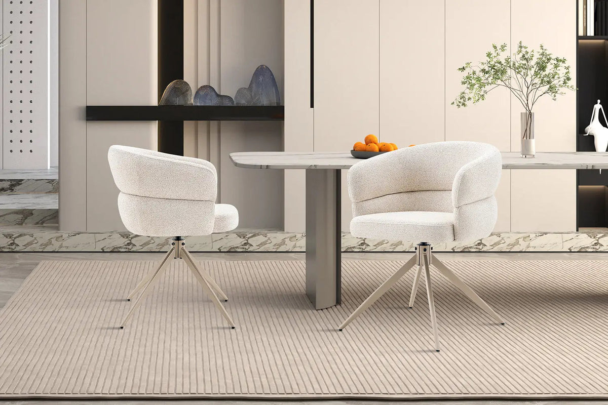 Chaise Pivotante avec Accoudoirs LEONY en Tissu - 61 x 61 cm