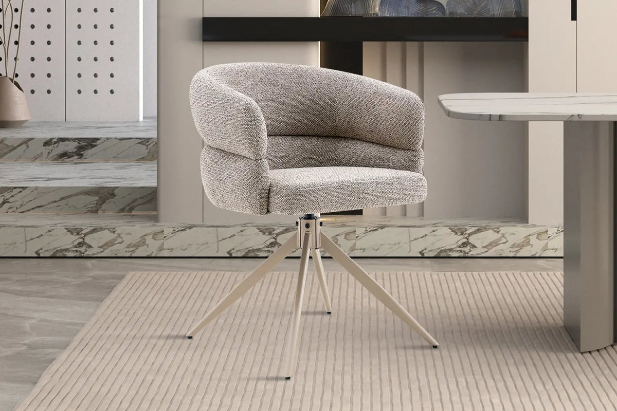 Chaise Pivotante avec Accoudoirs LEONY en Tissu - 61 x 61 cm