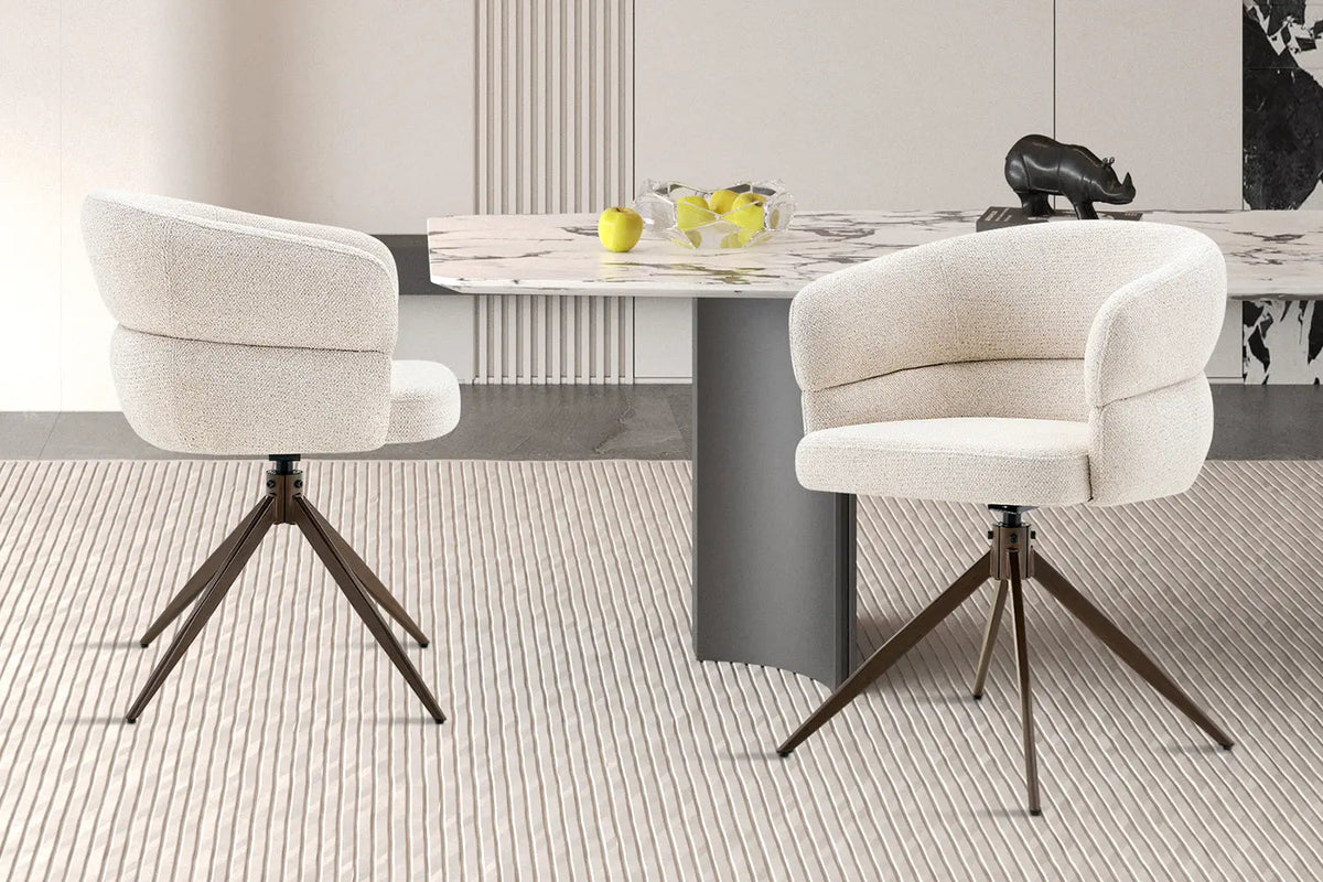 Chaise Pivotante avec Accoudoirs LEONY en Tissu - 61 x 61 cm