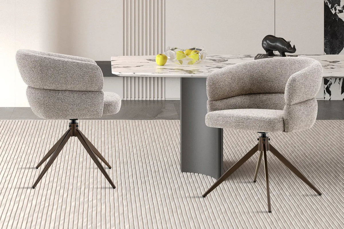 Chaise Pivotante avec Accoudoirs LEONY en Tissu - 61 x 61 cm