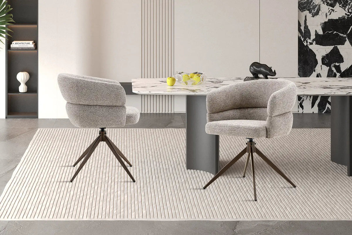 Chaise Pivotante avec Accoudoirs LEONY en Tissu - 61 x 61 cm