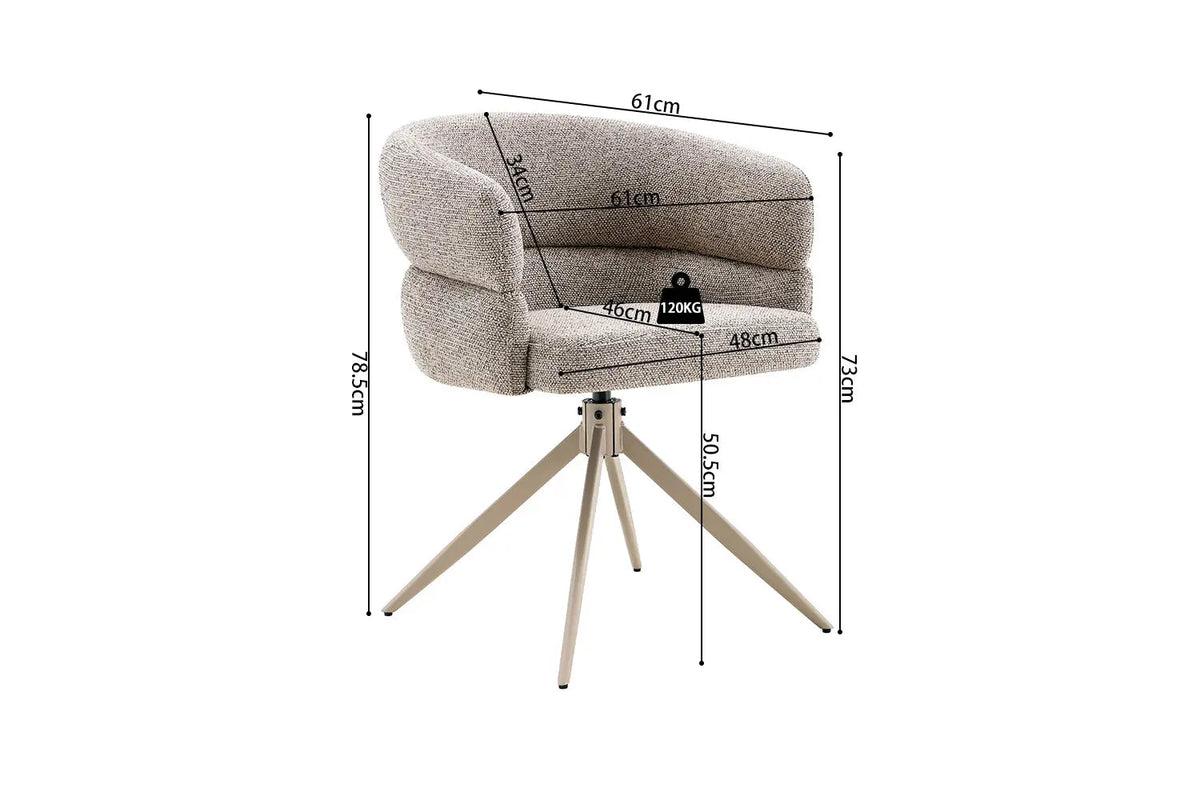Chaise Pivotante avec Accoudoirs LEONY en Tissu - 61 x 61 cm
