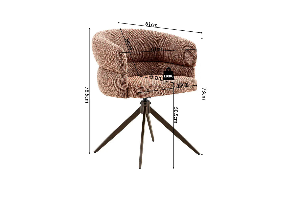 Chaise Pivotante avec Accoudoirs LEONY en Tissu - 61 x 61 cm