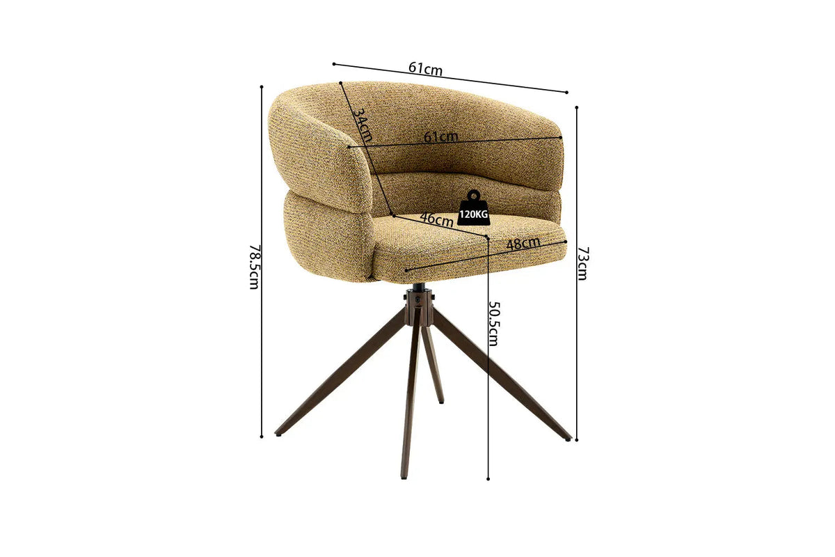Chaise Pivotante avec Accoudoirs LEONY en Tissu - 61 x 61 cm