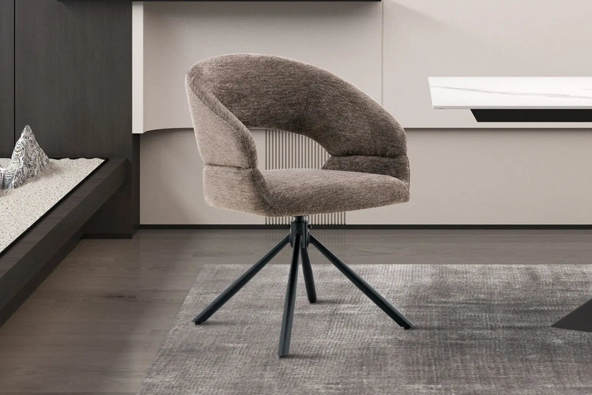 Chaise Pivotante de Salle à Manger AMBERY en Tissu - 60 x 63,5 cm