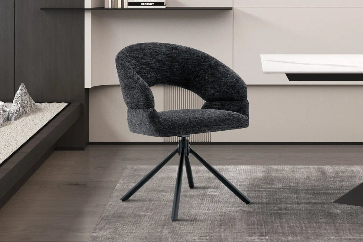 Chaise Pivotante de Salle à Manger AMBERY en Tissu - 60 x 63,5 cm