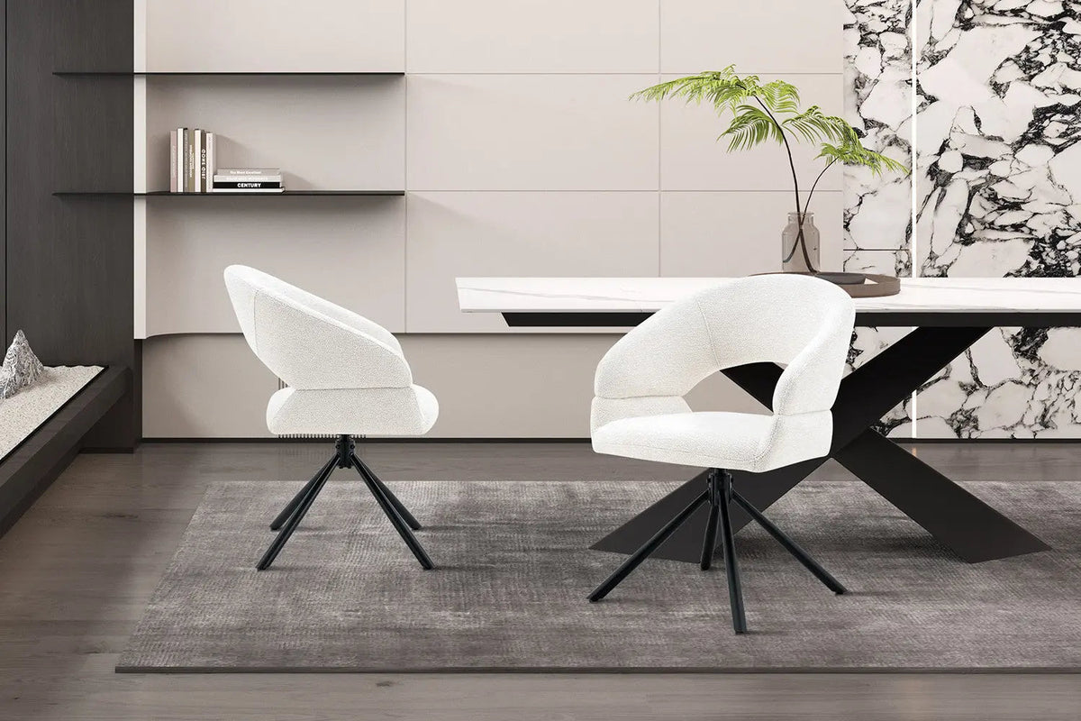 Chaise Pivotante de Salle à Manger AMBERY en Tissu - 60 x 63,5 cm