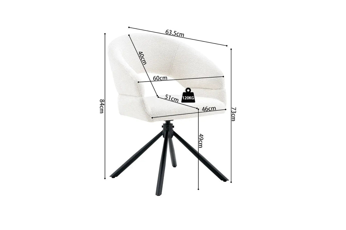Chaise Pivotante de Salle à Manger AMBERY en Tissu - 60 x 63,5 cm