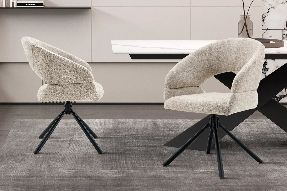 Chaise Pivotante de Salle à Manger AMBERY en Tissu - 60 x 63,5 cm