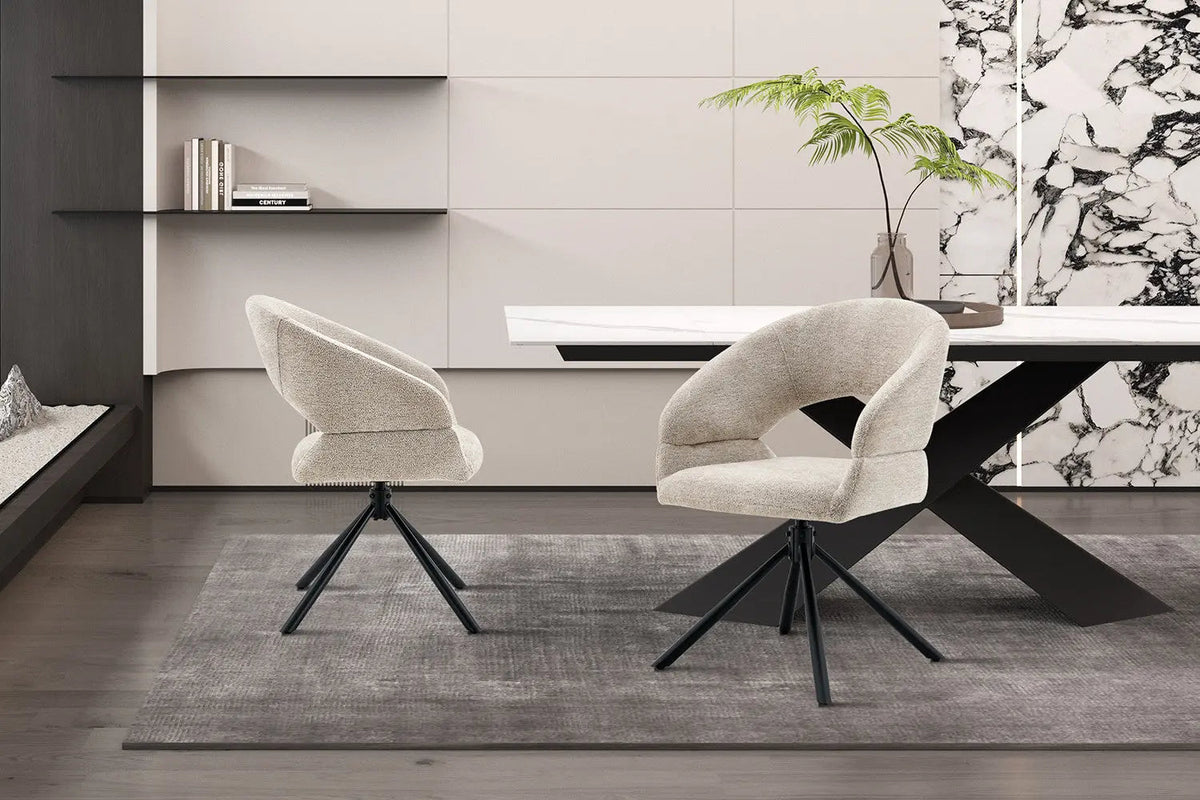 Chaise Pivotante de Salle à Manger AMBERY en Tissu - 60 x 63,5 cm