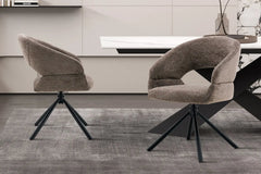 Chaise Pivotante de Salle à Manger AMBERY en Tissu - 60 x 63,5 cm