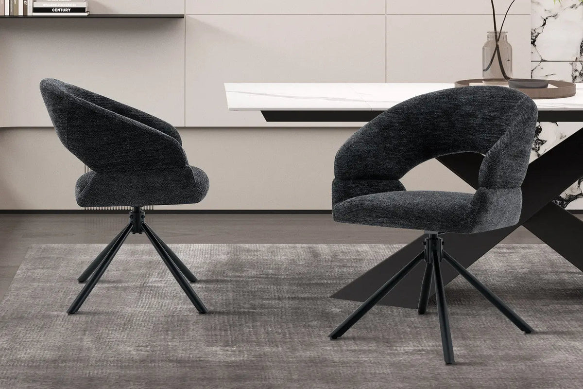 Chaise Pivotante de Salle à Manger AMBERY en Tissu - 60 x 63,5 cm