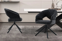 Chaise Pivotante de Salle à Manger AMBERY en Tissu - 60 x 63,5 cm