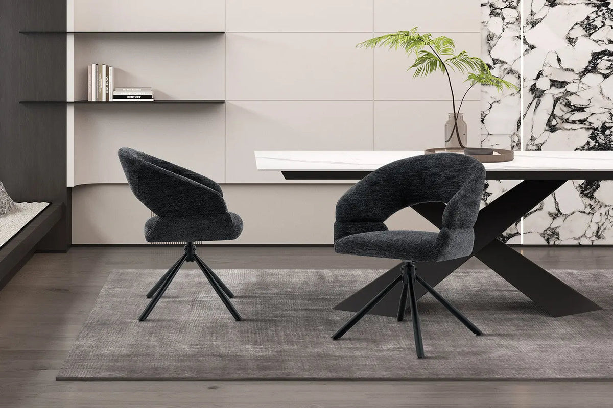 Chaise Pivotante de Salle à Manger AMBERY en Tissu - 60 x 63,5 cm