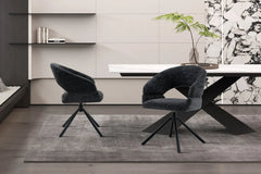 Chaise Pivotante de Salle à Manger AMBERY en Tissu - 60 x 63,5 cm