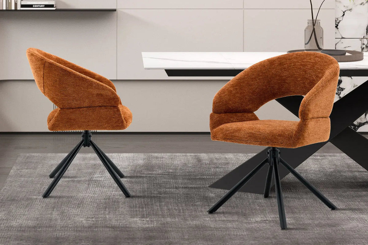 Chaise Pivotante de Salle à Manger AMBERY en Tissu - 60 x 63,5 cm