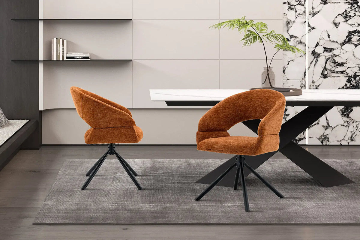 Chaise Pivotante de Salle à Manger AMBERY en Tissu - 60 x 63,5 cm