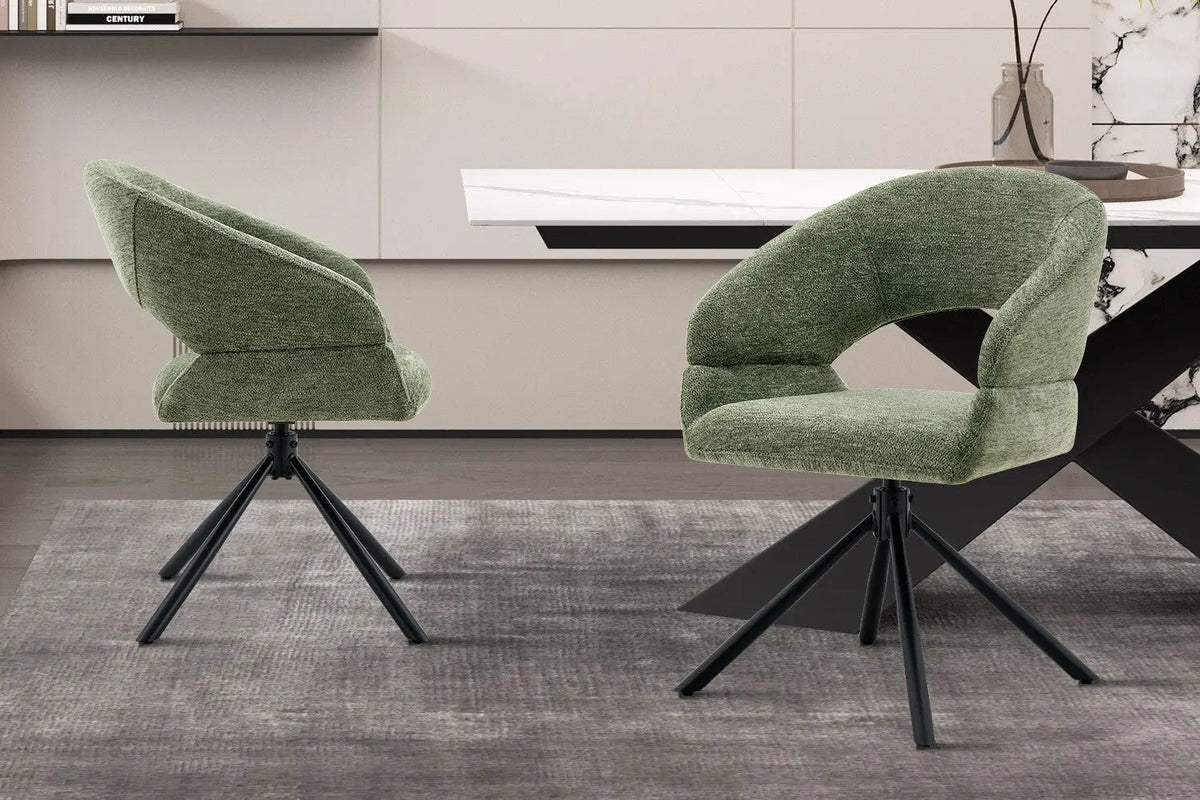 Chaise Pivotante de Salle à Manger AMBERY en Tissu - 60 x 63,5 cm