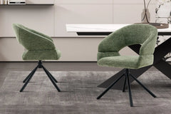 Chaise Pivotante de Salle à Manger AMBERY en Tissu - 60 x 63,5 cm