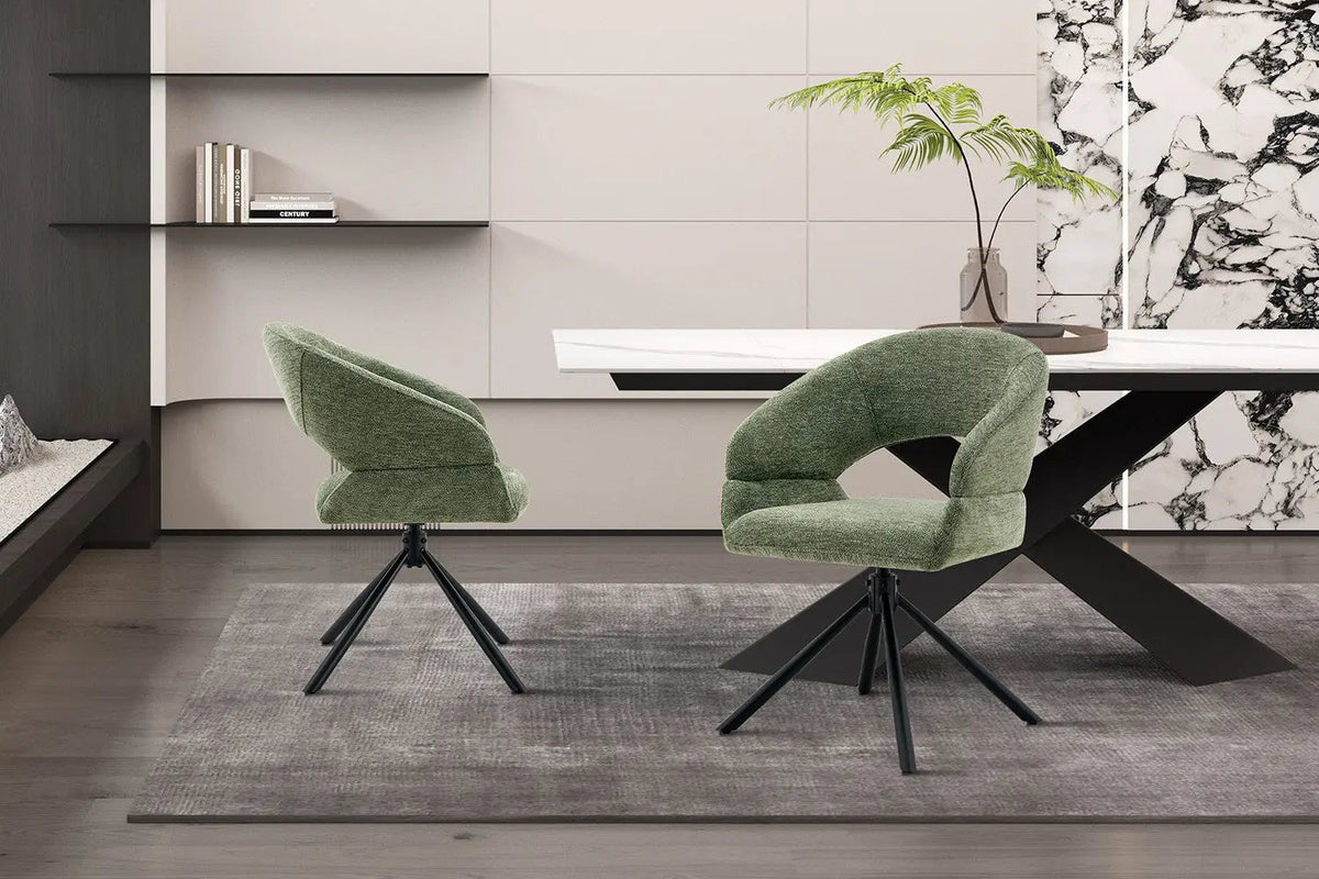 Chaise Pivotante de Salle à Manger AMBERY en Tissu - 60 x 63,5 cm